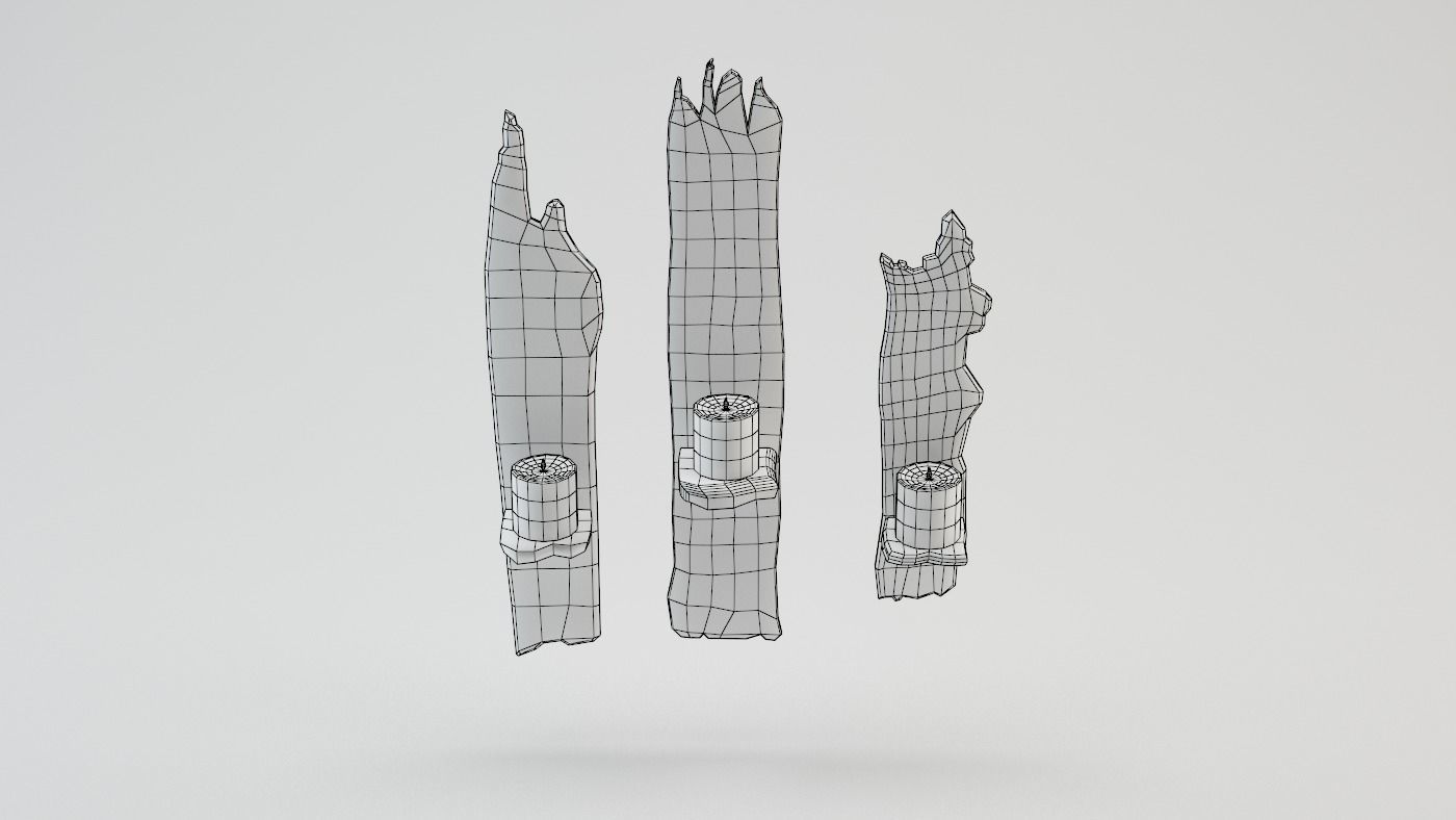 Wooden Shelf For Candles Low-poly 3D model_9