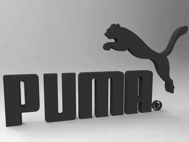 Puma logo 3D model Low-poly 3D model