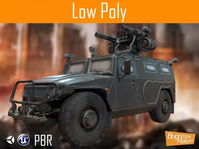 PBR Armored Car Low-poly 3D model_0