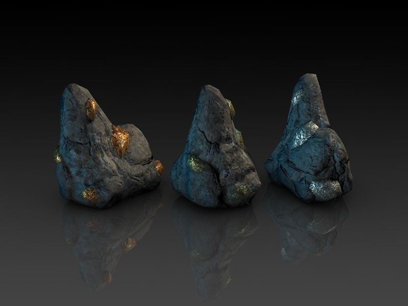Veins of metal ore Low-poly 3D model_3