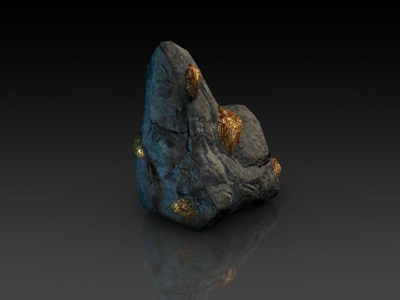 Veins of metal ore Low-poly 3D model_1