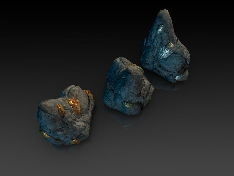 Veins of metal ore Low-poly 3D model_2
