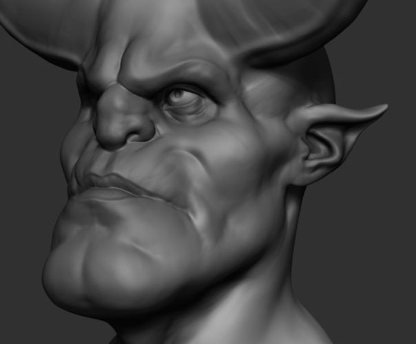 ACreature demon head with horns 3D model