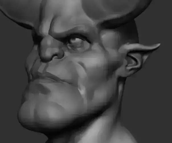 ACreature demon head with horns 3D model