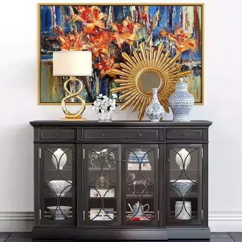 Set-146 sideboard with two lamps and mirror