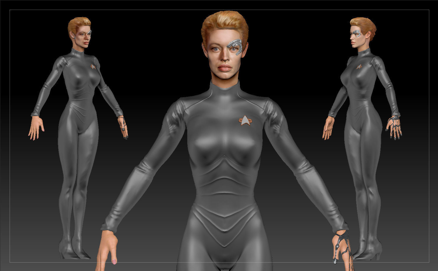 Star Trek Seven of Nine T-pose Low poly and High poly Low-poly 3D model_0