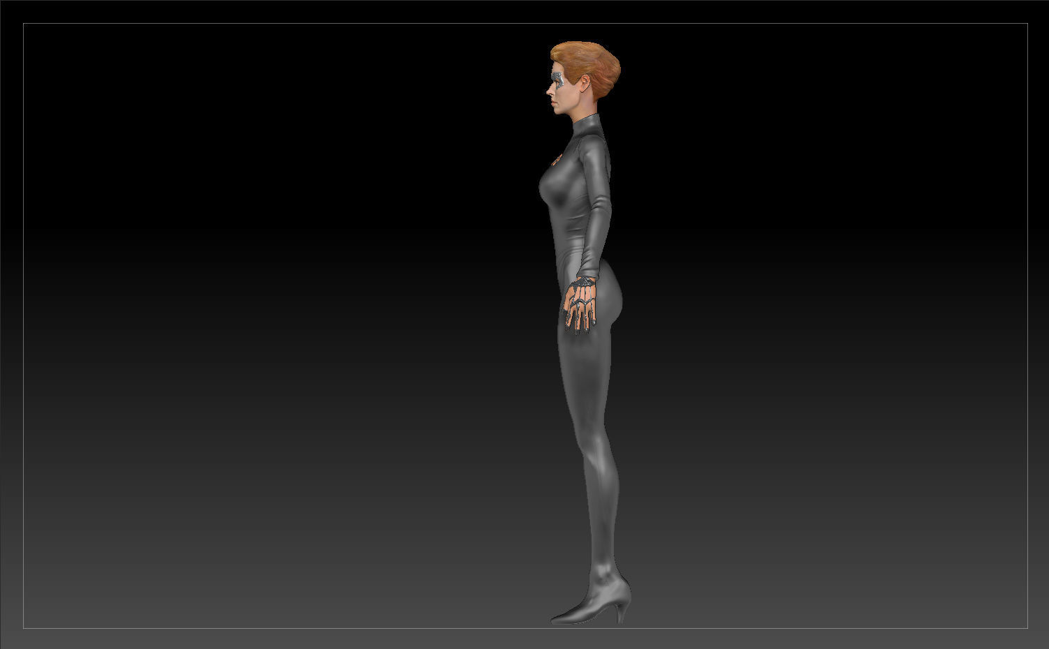 Star Trek Seven of Nine T-pose Low poly and High poly Low-poly 3D model_16