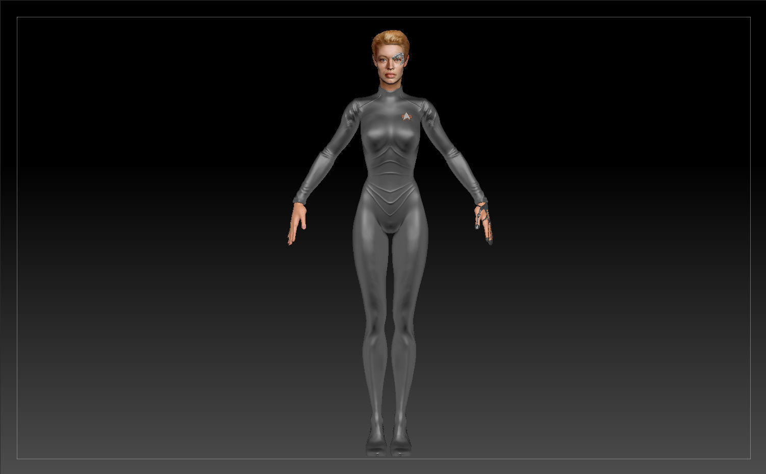 Star Trek Seven of Nine T-pose Low poly and High poly Low-poly 3D model_2