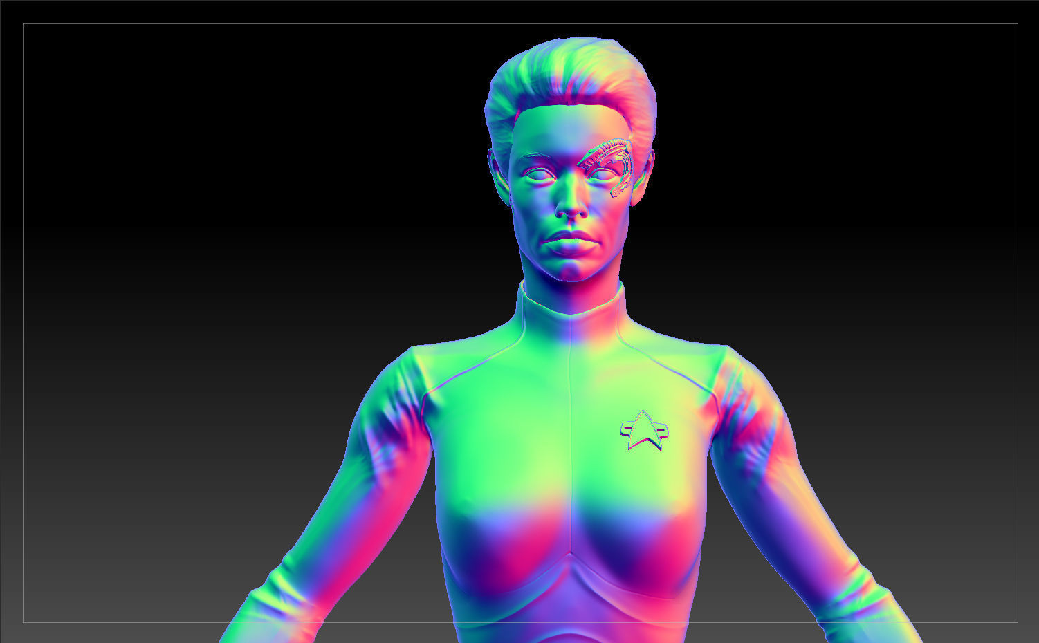 Star Trek Seven of Nine T-pose Low poly and High poly Low-poly 3D model_10