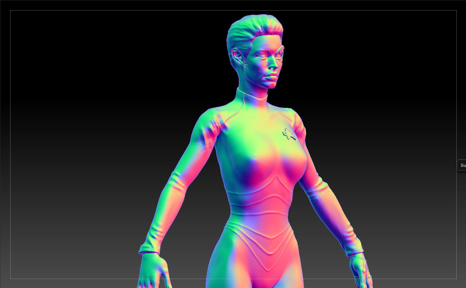 Star Trek Seven of Nine T-pose Low poly and High poly Low-poly 3D model_9