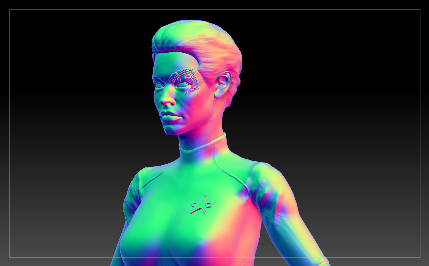 Star Trek Seven of Nine T-pose Low poly and High poly Low-poly 3D model_5