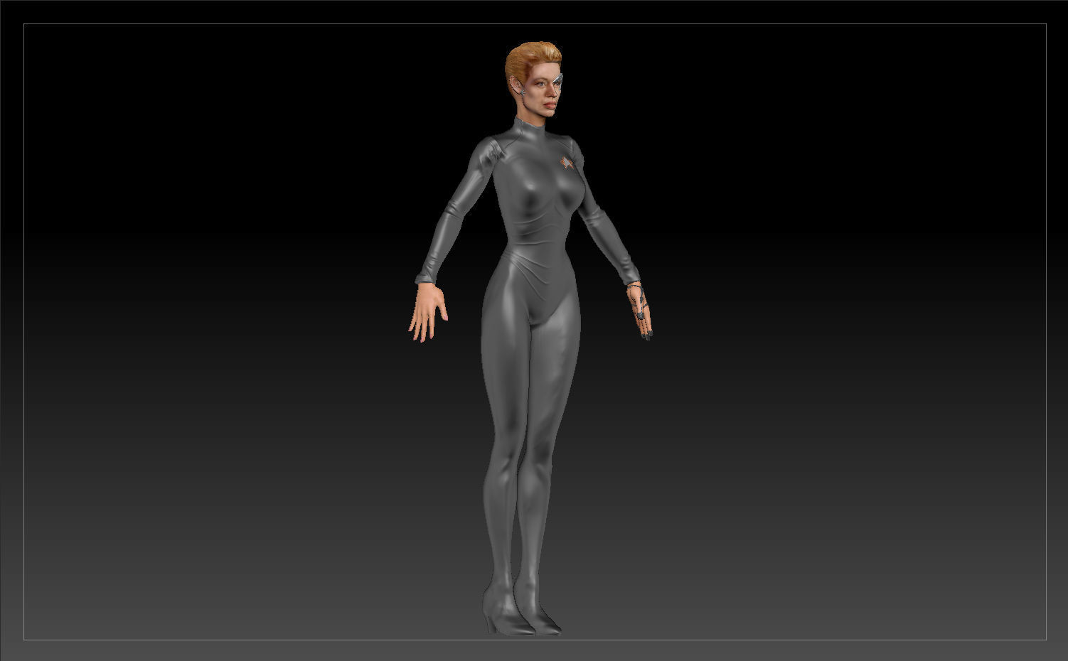 Star Trek Seven of Nine T-pose Low poly and High poly Low-poly 3D model_22