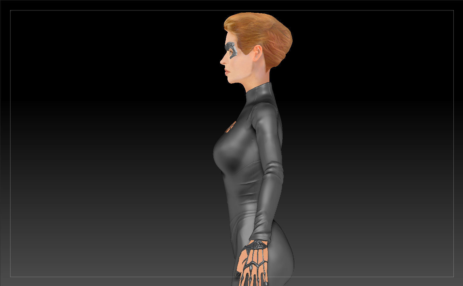 Star Trek Seven of Nine T-pose Low poly and High poly Low-poly 3D model_12