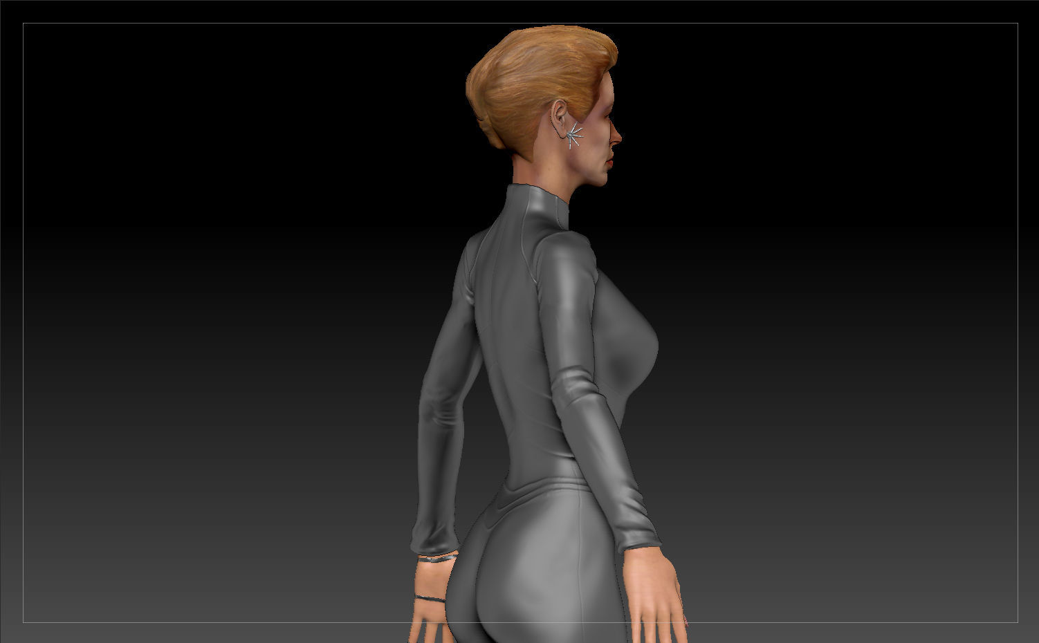 Star Trek Seven of Nine T-pose Low poly and High poly Low-poly 3D model_14