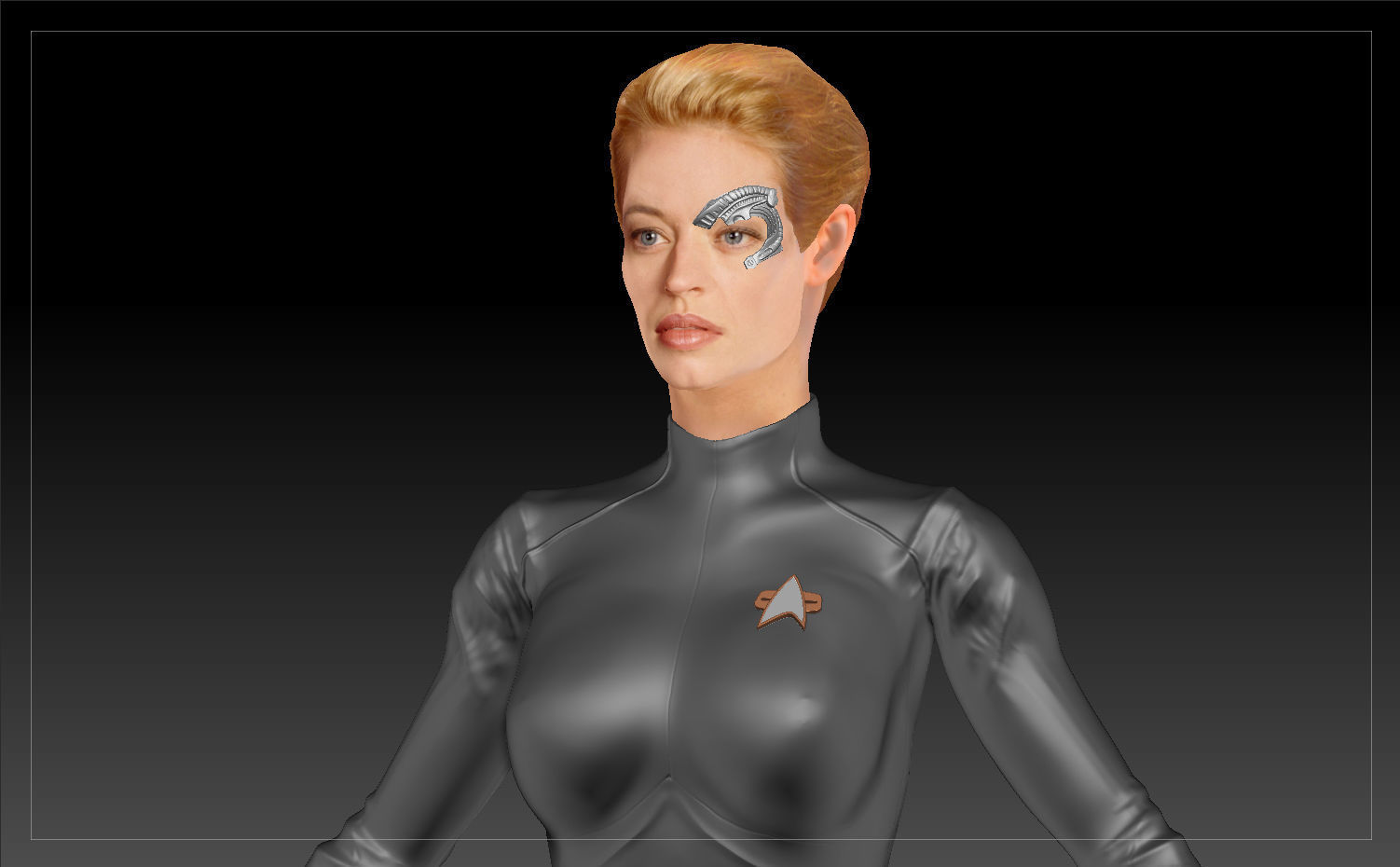 Star Trek Seven of Nine T-pose Low poly and High poly Low-poly 3D model_1