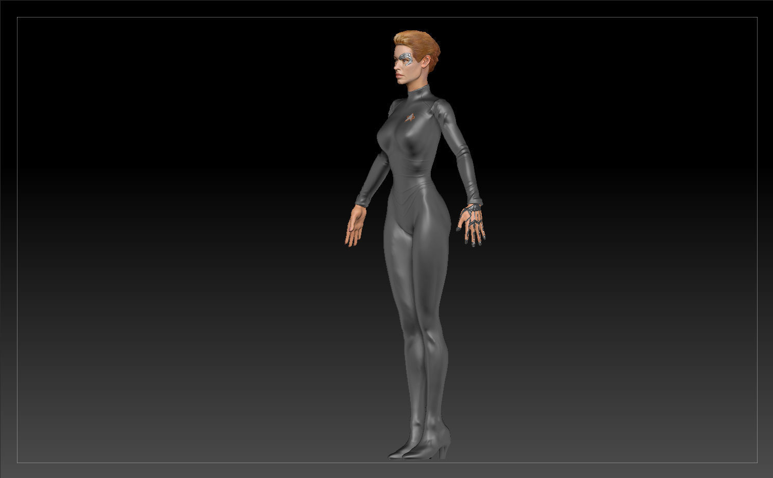 Star Trek Seven of Nine T-pose Low poly and High poly Low-poly 3D model_18