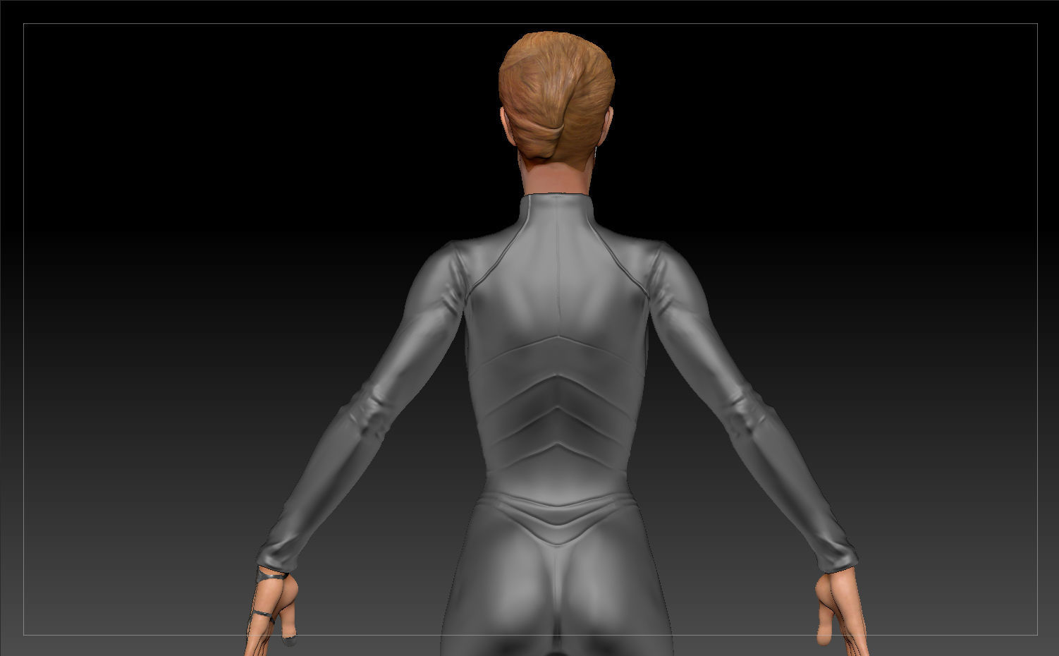 Star Trek Seven of Nine T-pose Low poly and High poly Low-poly 3D model_13