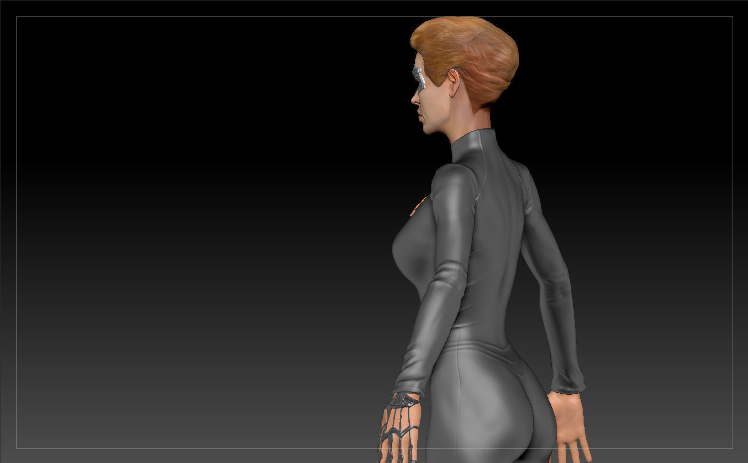 Star Trek Seven of Nine T-pose Low poly and High poly Low-poly 3D model_15