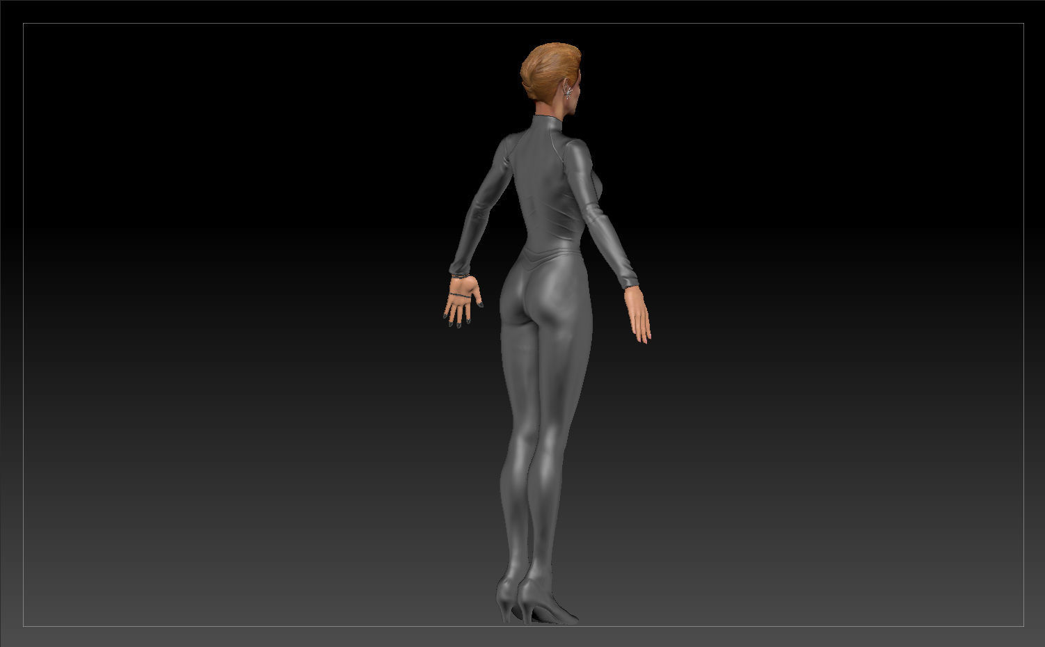 Star Trek Seven of Nine T-pose Low poly and High poly Low-poly 3D model_20