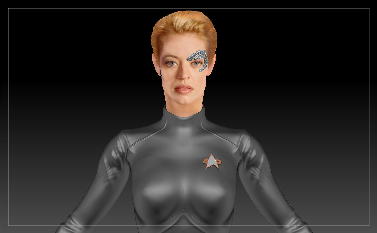 Star Trek Seven of Nine T-pose Low poly and High poly Low-poly 3D model_3