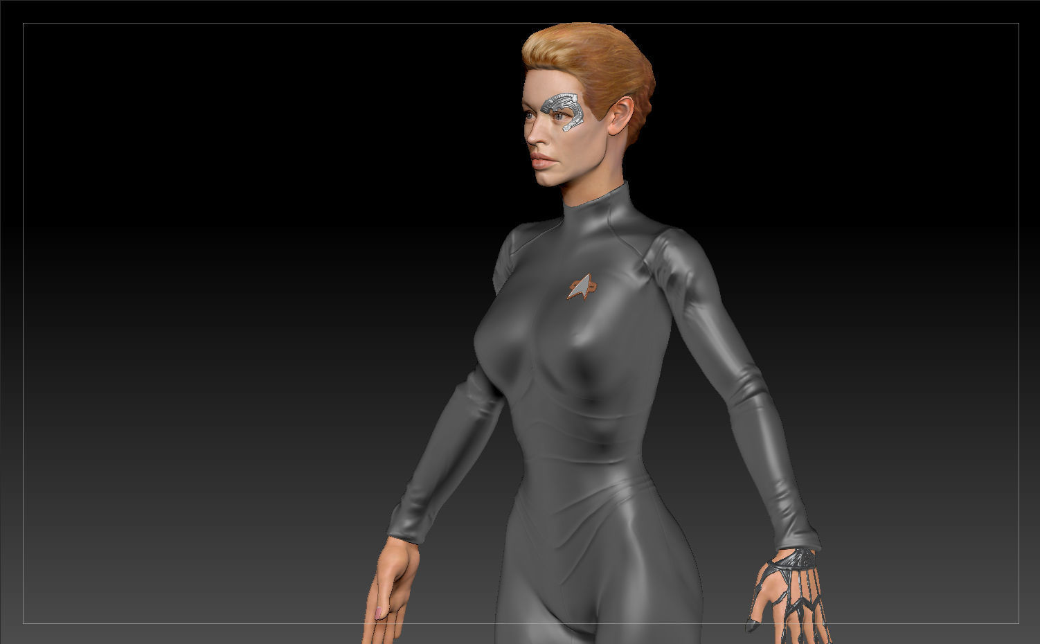Star Trek Seven of Nine T-pose Low poly and High poly Low-poly 3D model_4
