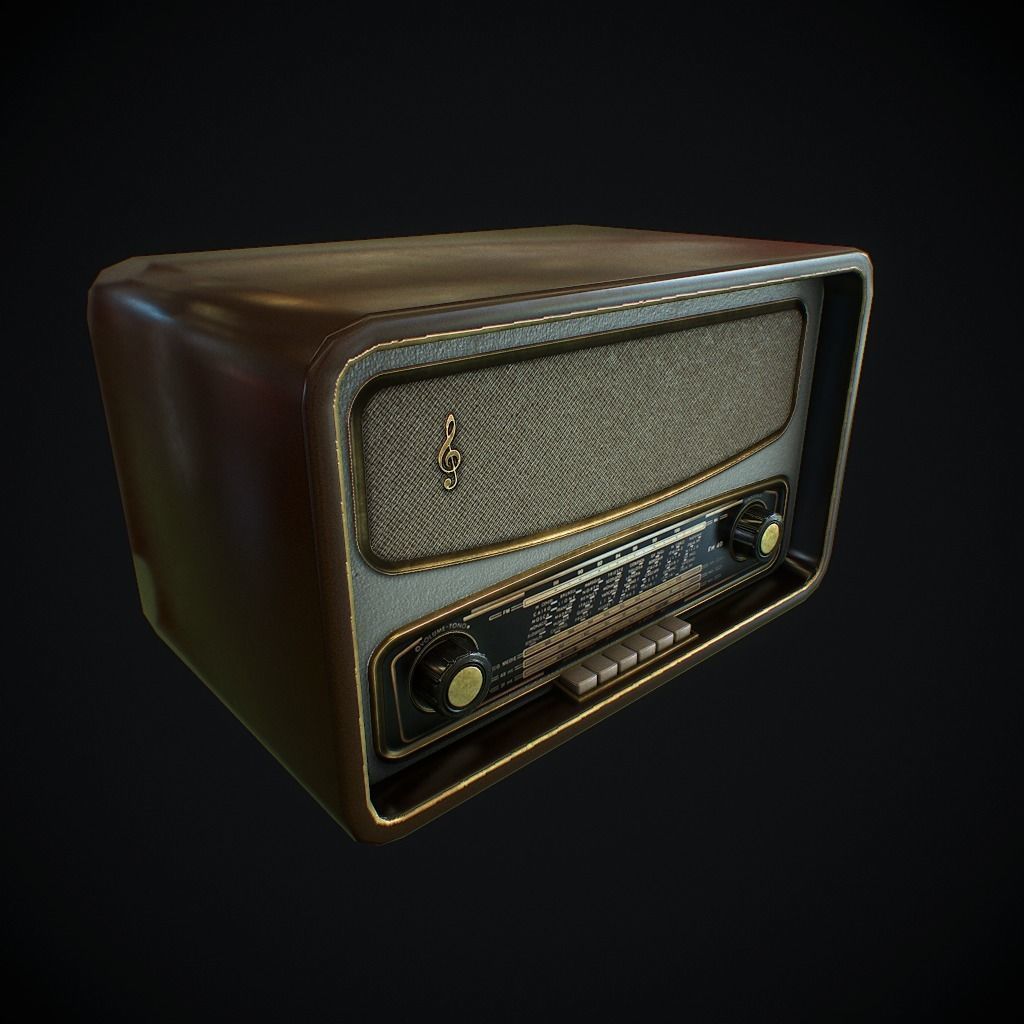 Old Radio pbr Low-poly 3D model_4