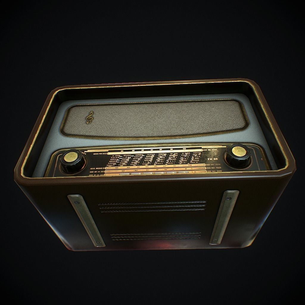 Old Radio pbr Low-poly 3D model_12