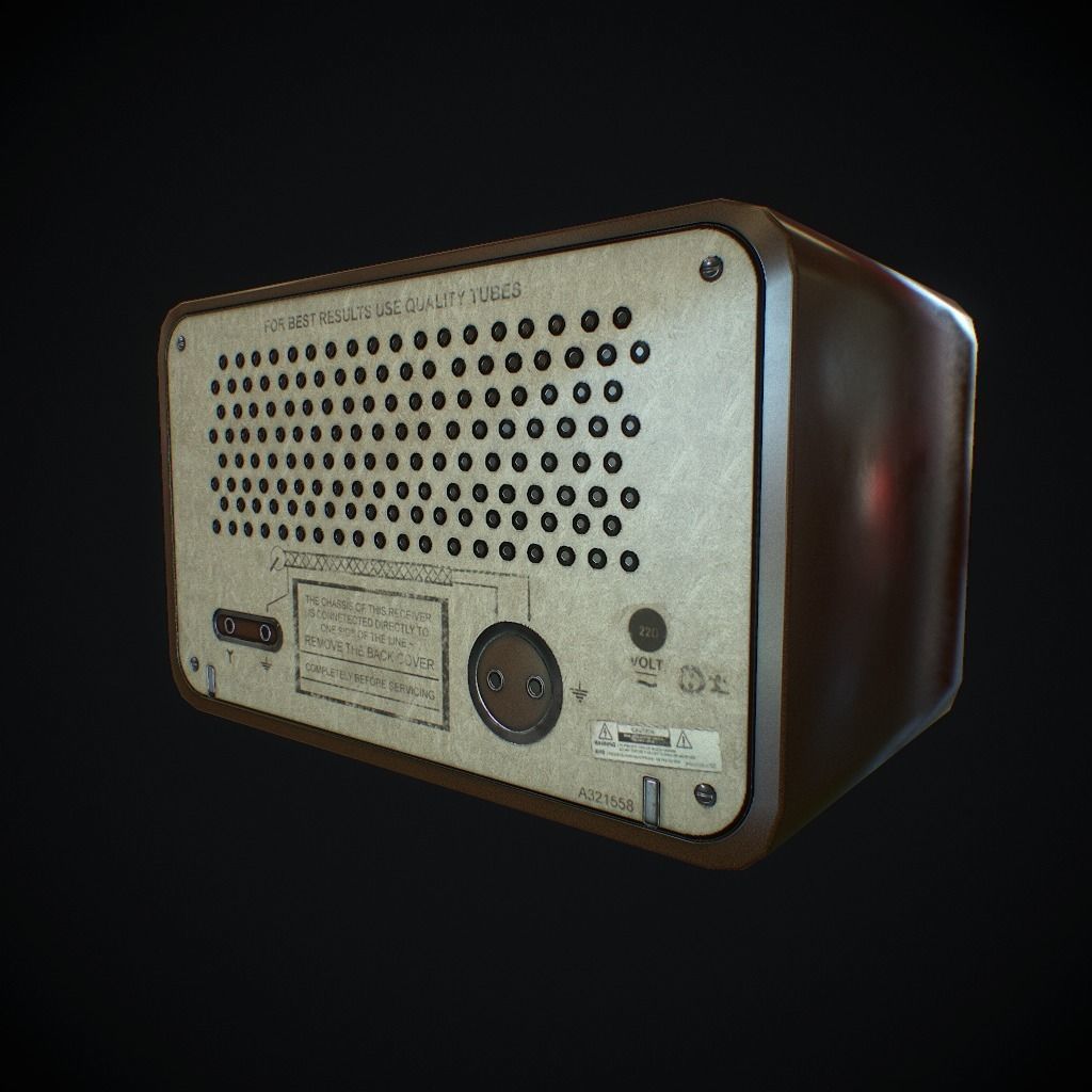 Old Radio pbr Low-poly 3D model_5