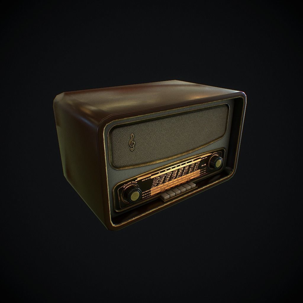 Old Radio pbr Low-poly 3D model_10