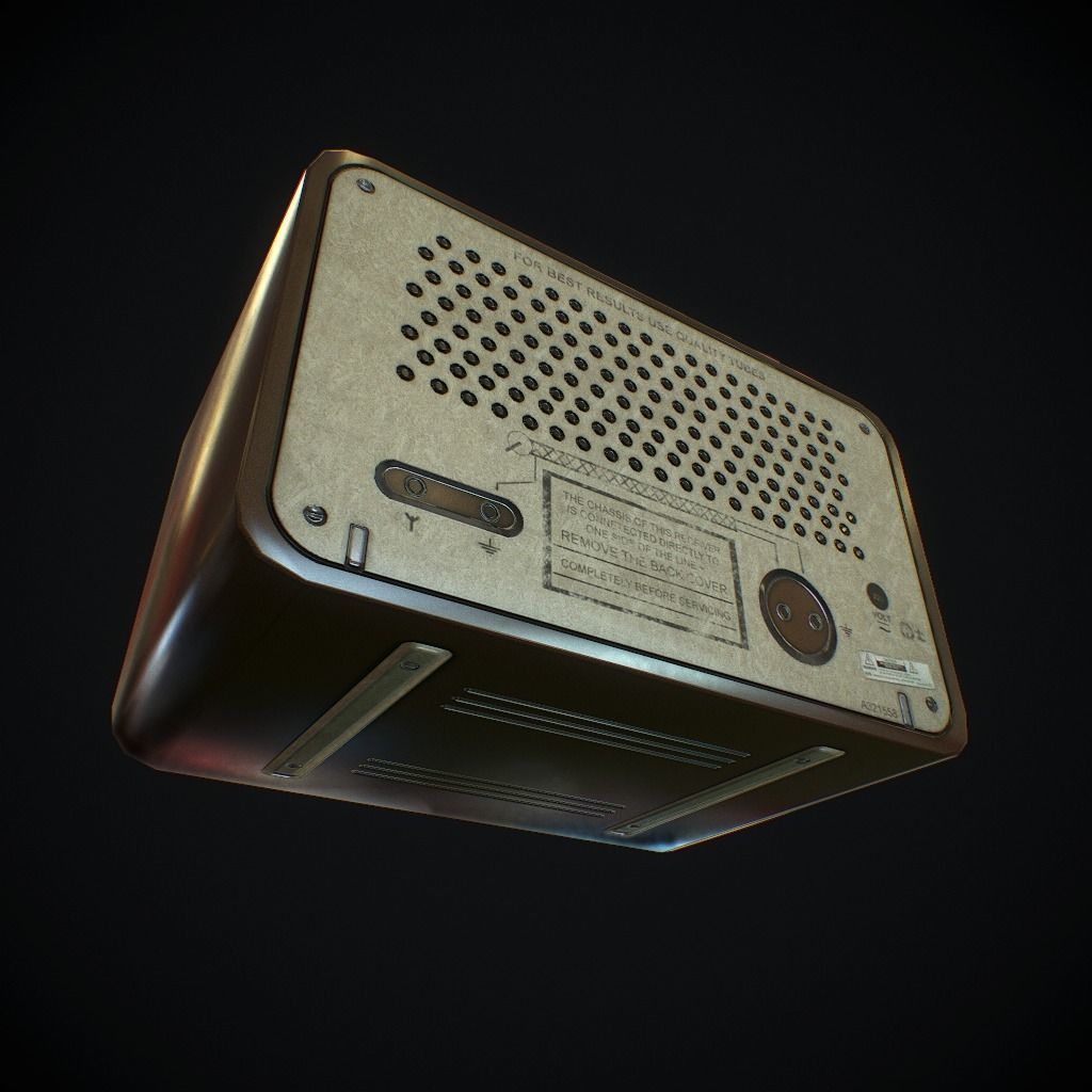 Old Radio pbr Low-poly 3D model_7