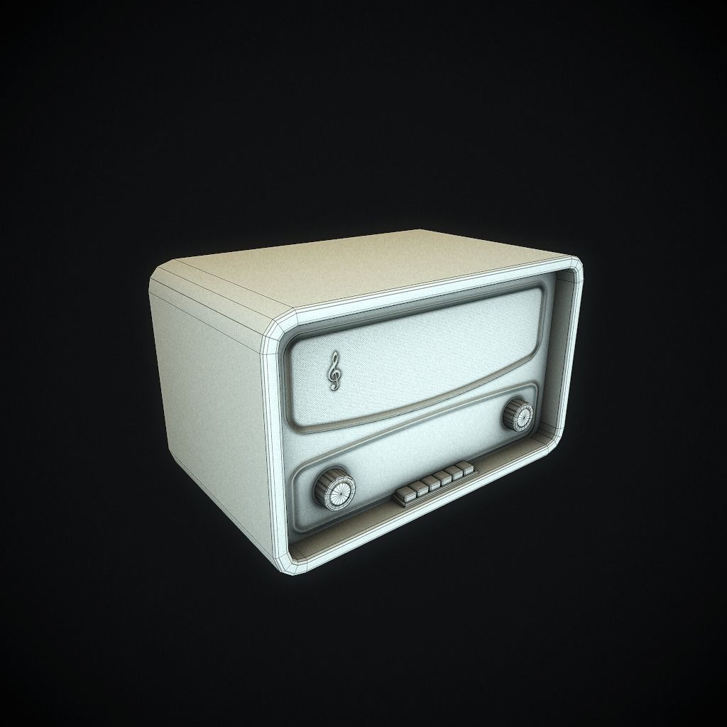 Old Radio pbr Low-poly 3D model_14