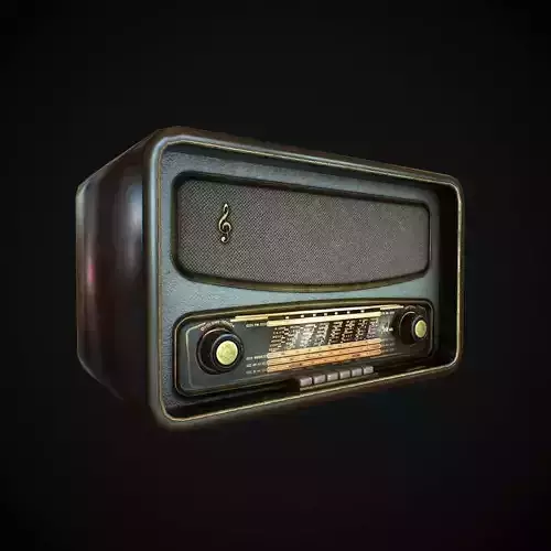 Old Radio pbr Low-poly 3D model Old Radio pbr Low-poly 3D model