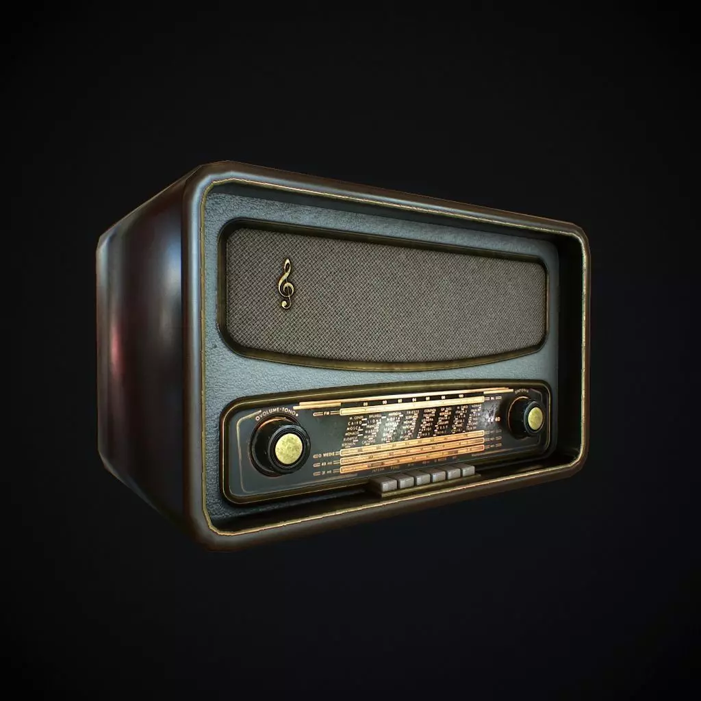 Old Radio pbr Low-poly 3D model_0
