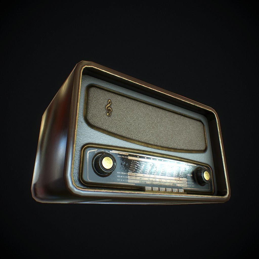 Old Radio pbr Low-poly 3D model_1