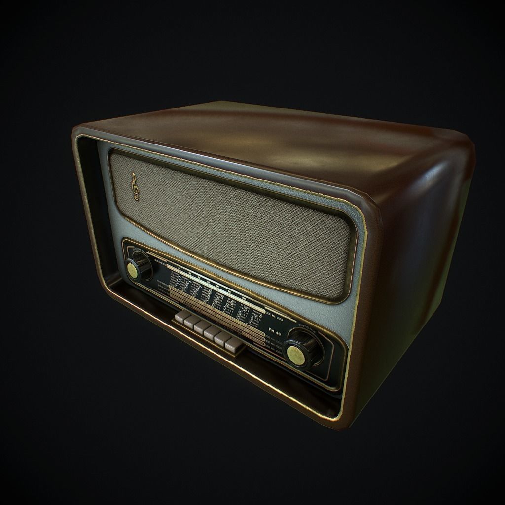 Old Radio pbr Low-poly 3D model_3