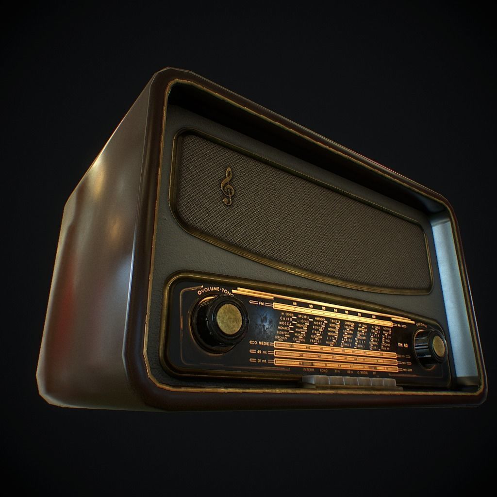 Old Radio pbr Low-poly 3D model_11