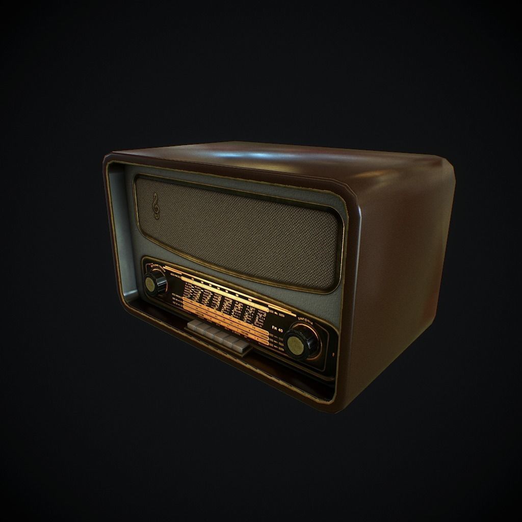 Old Radio pbr Low-poly 3D model_9