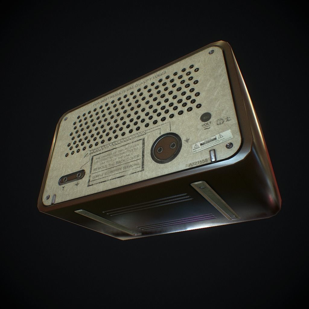 Old Radio pbr Low-poly 3D model_8