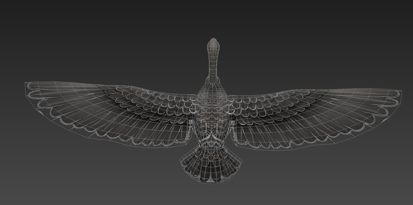  Swan  birds Low-poly 3D model_7