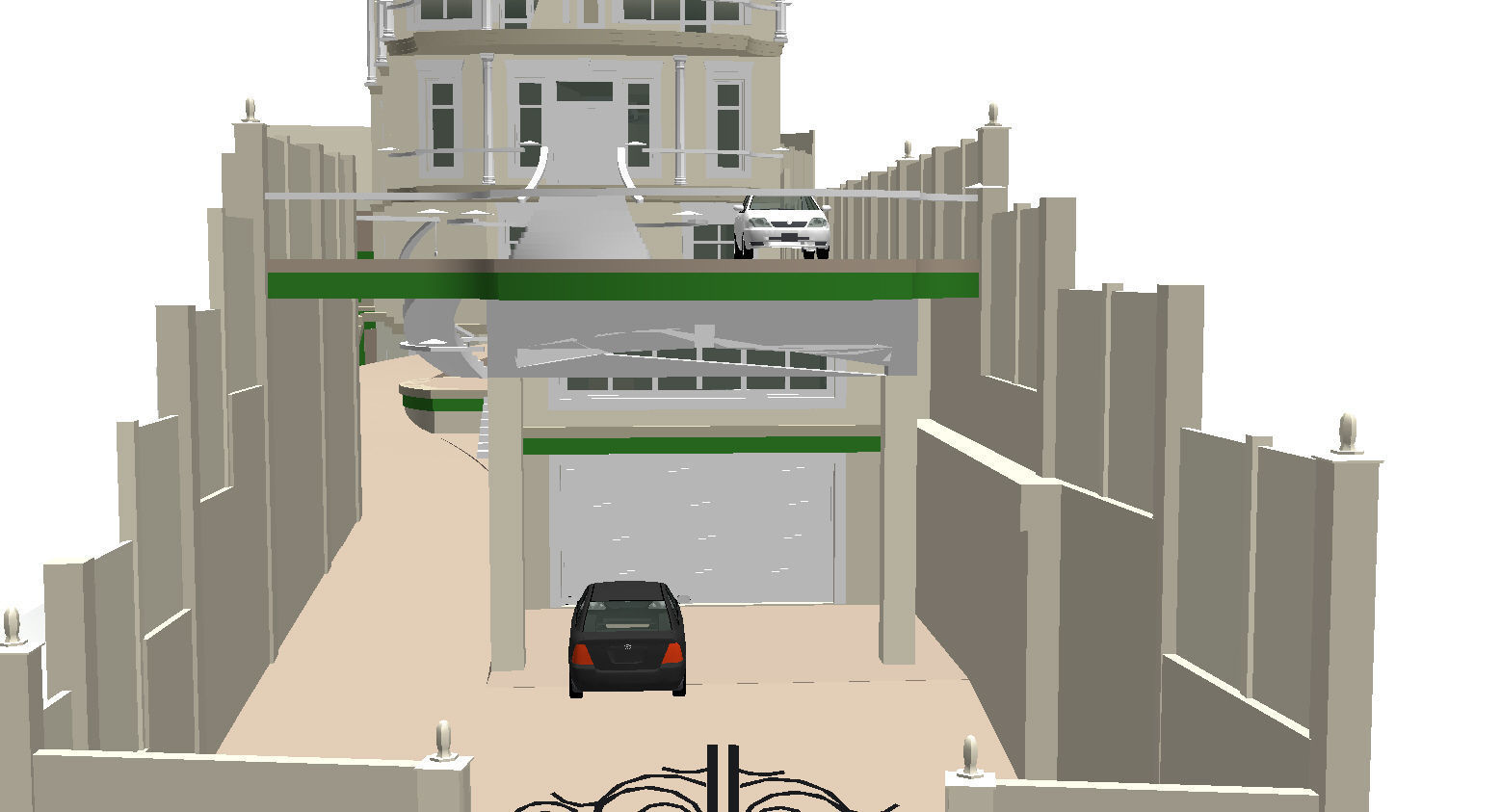 6 floor hotel with a complex terrain Low-poly 3D model_7