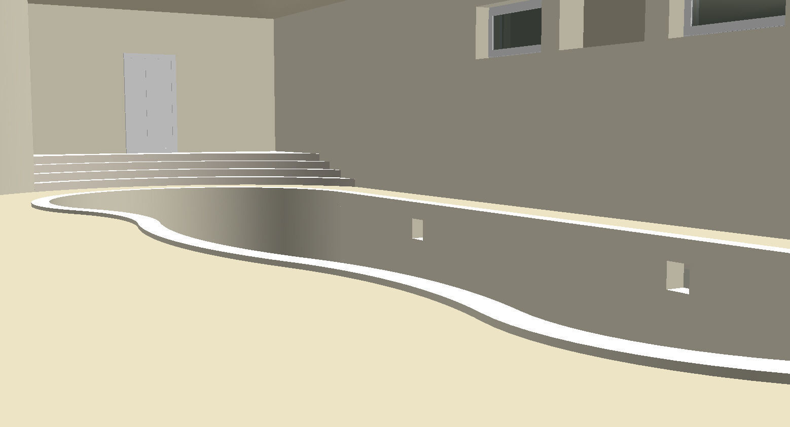 6 floor hotel with a complex terrain Low-poly 3D model_6