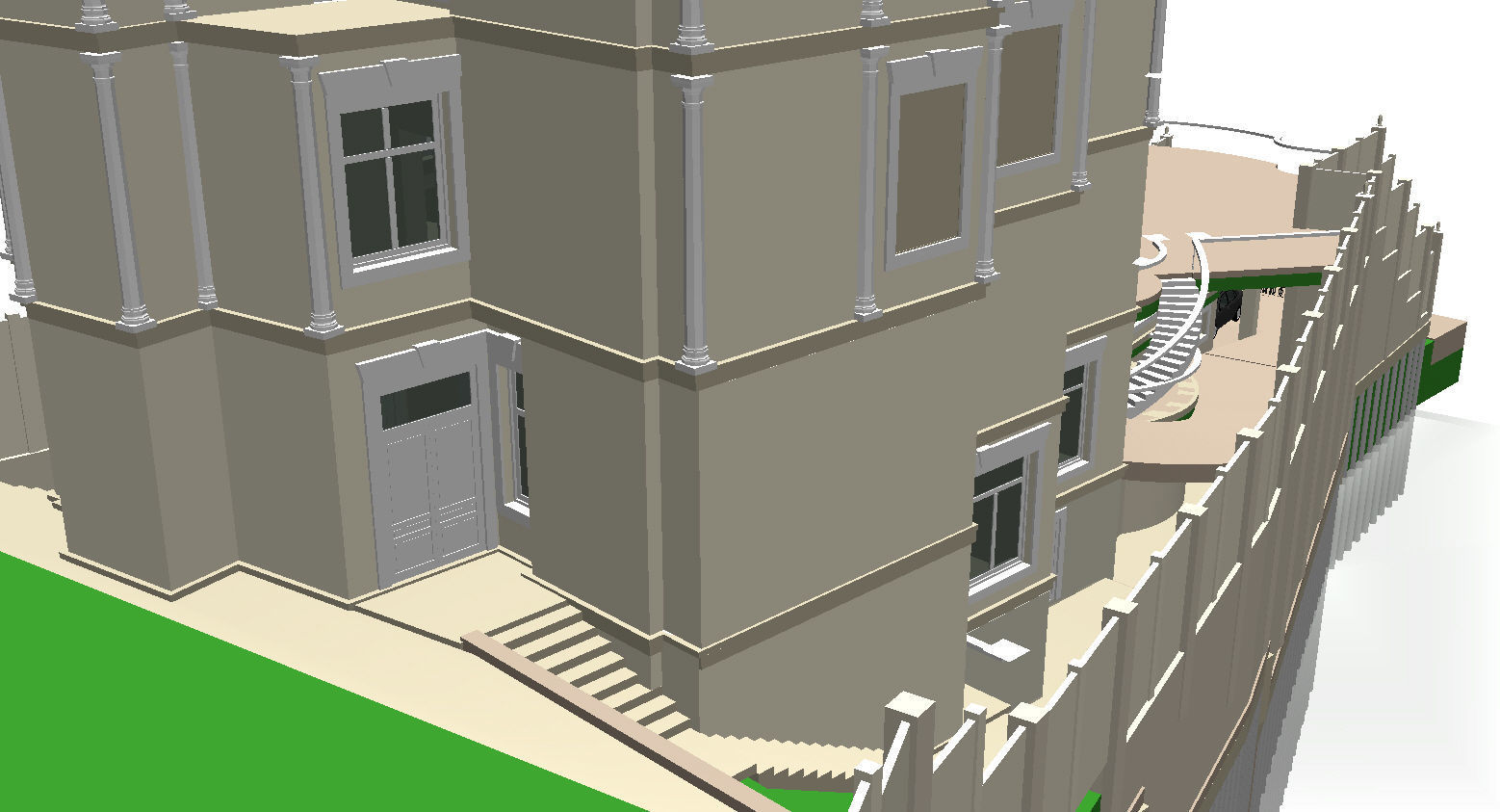 6 floor hotel with a complex terrain Low-poly 3D model_4