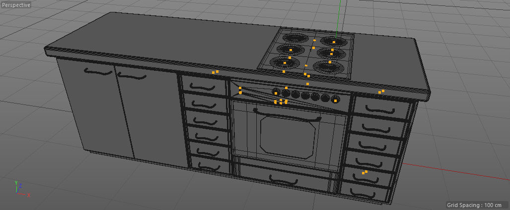 Kitchen Table With Oven Low-poly 3D model_4