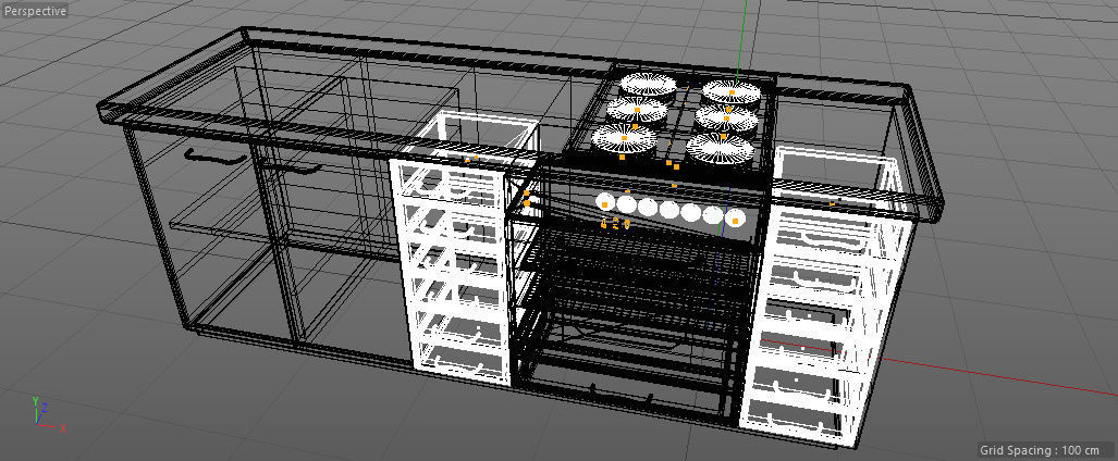 Kitchen Table With Oven Low-poly 3D model_6