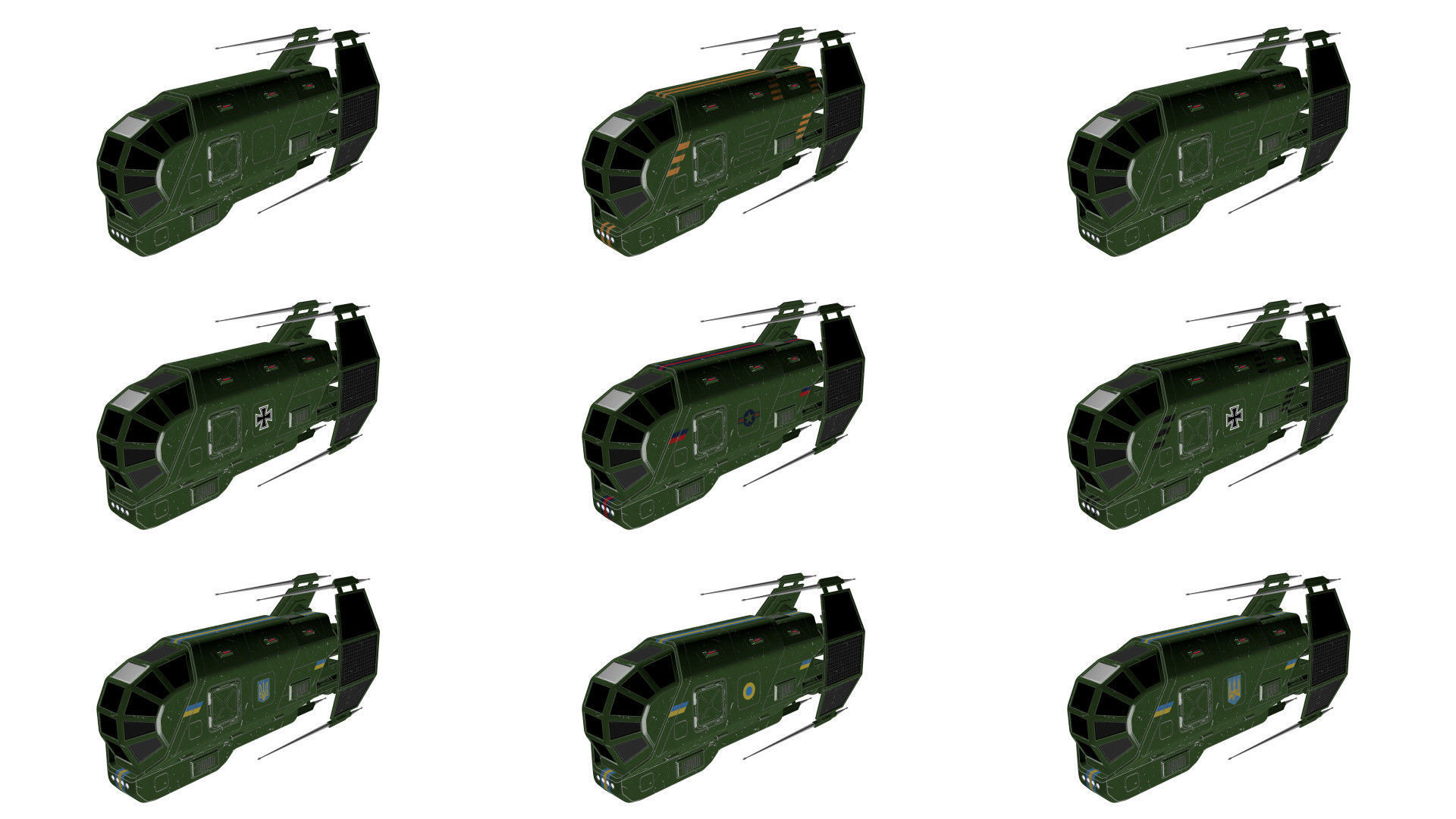 Spaceship Patriot Type 2 Merged Pack Low-poly 3D model_13