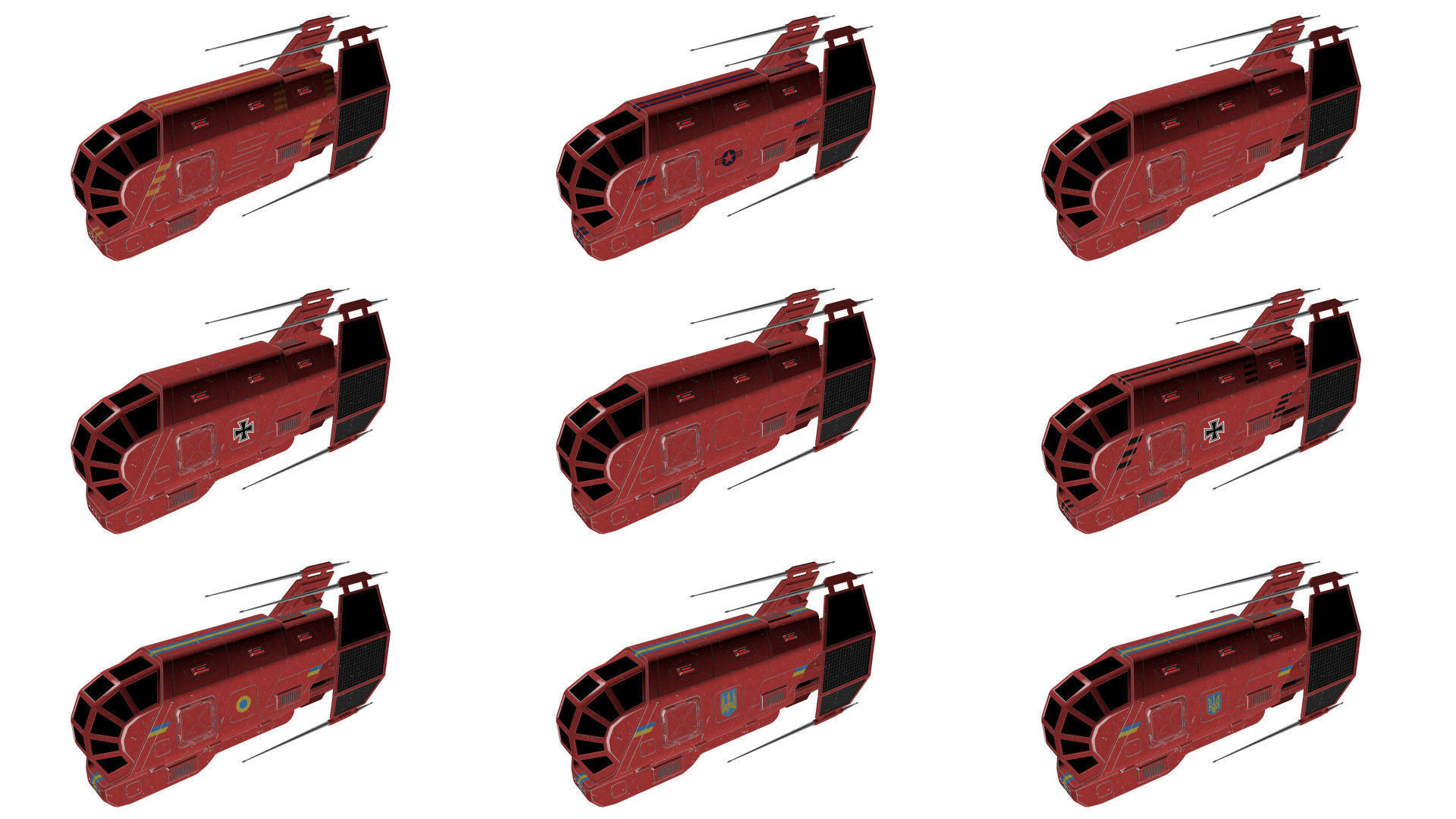 Spaceship Patriot Type 2 Merged Pack Low-poly 3D model_14