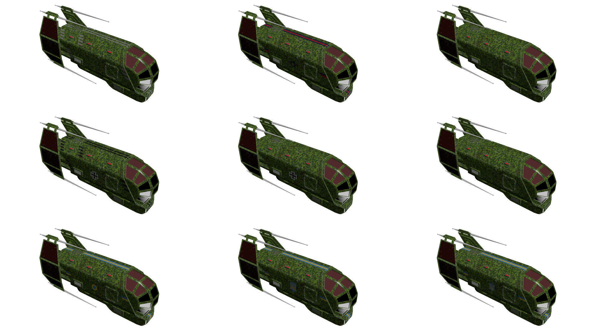 Spaceship Patriot Type 2 Merged Pack Low-poly 3D model_12