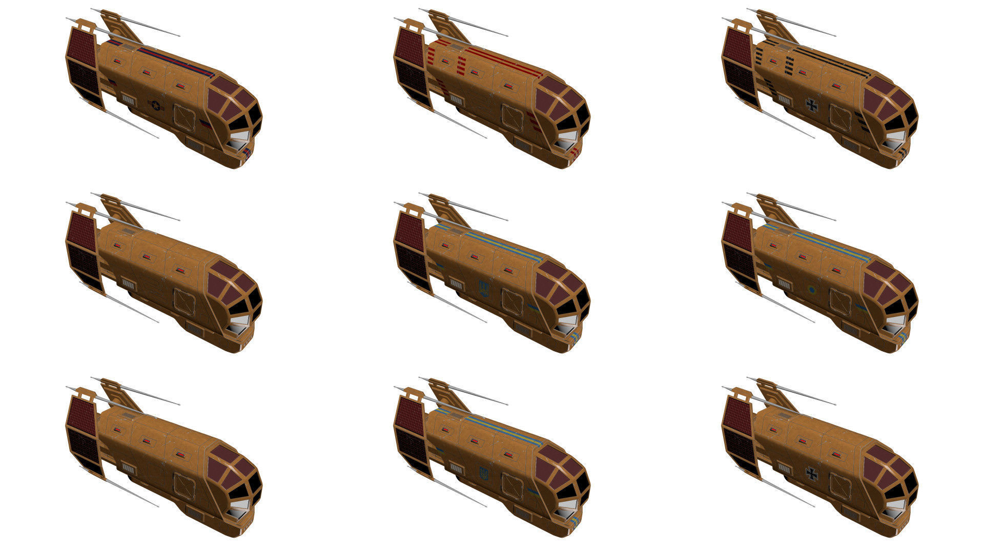 Spaceship Patriot Type 2 Merged Pack Low-poly 3D model_10