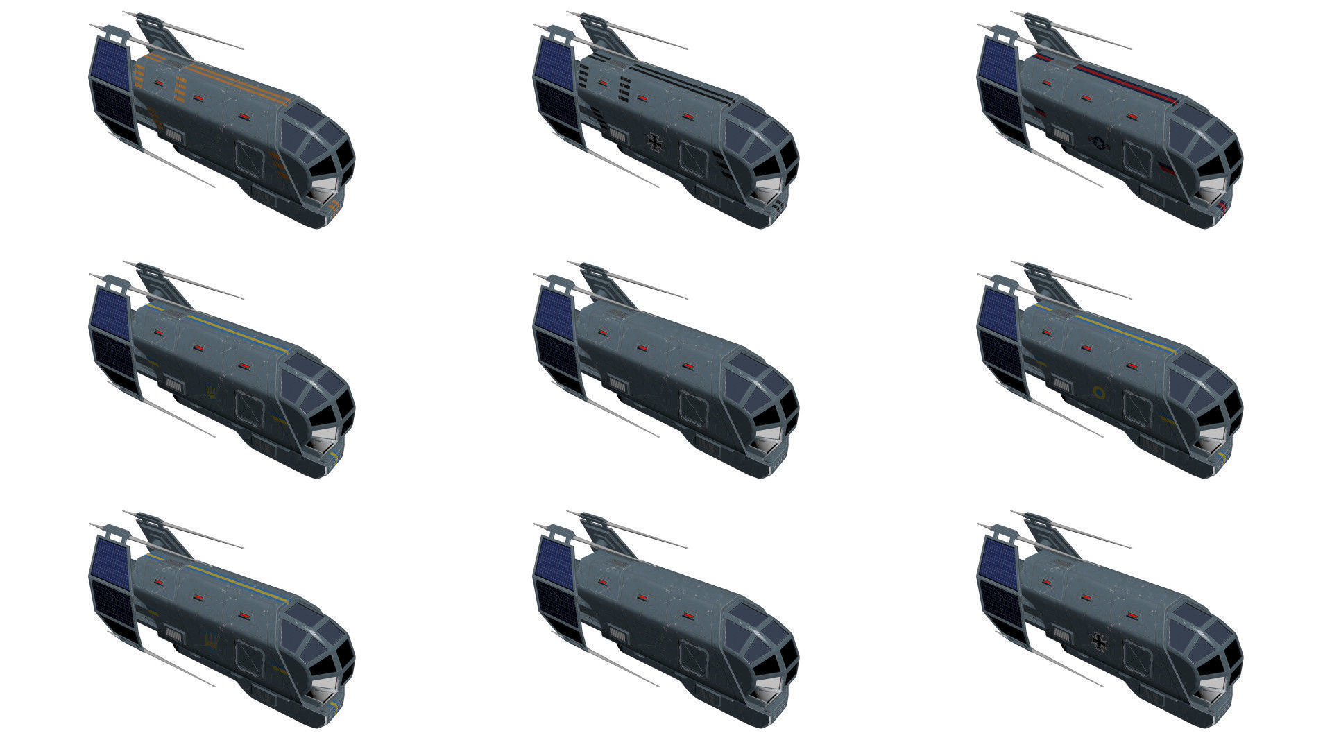 Spaceship Patriot Type 2 Merged Pack Low-poly 3D model_6