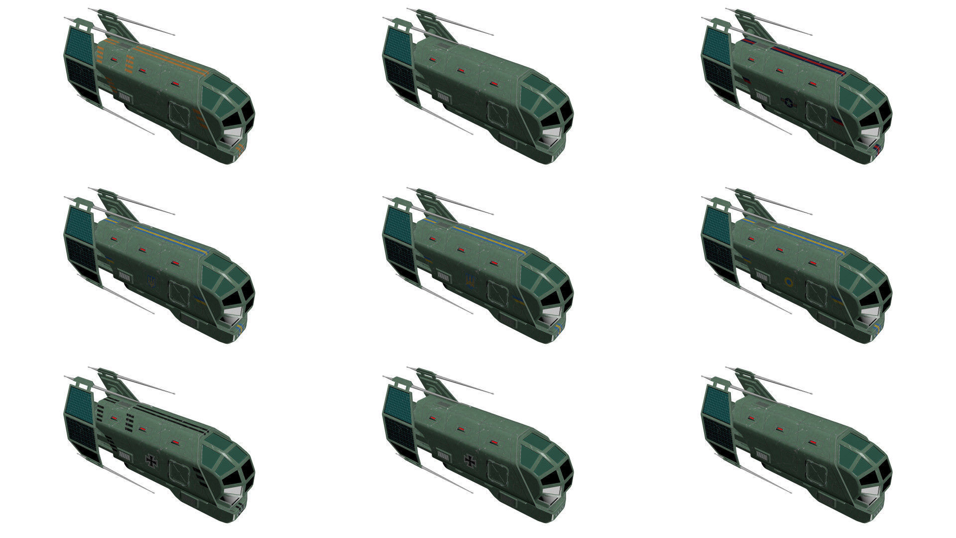 Spaceship Patriot Type 2 Merged Pack Low-poly 3D model_9